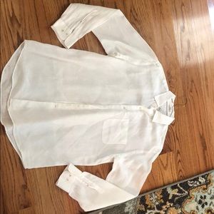 Peter Millar white linen long sleeve shirt